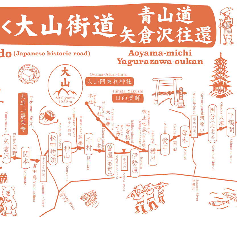 手ぬぐい ホントに歩く大山街道・矢倉沢往還